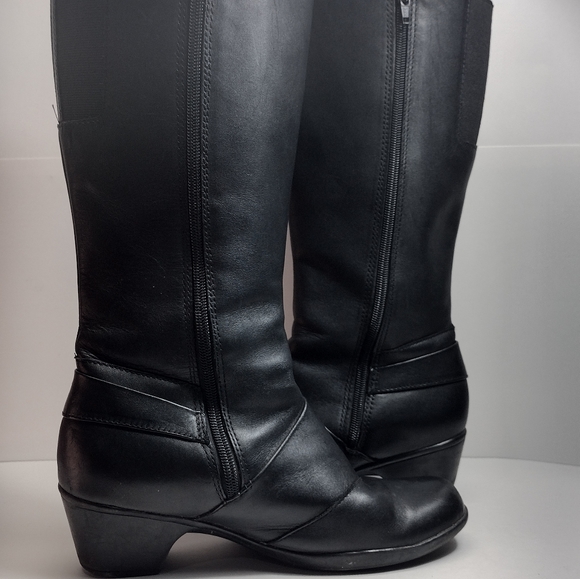 Clarks Wish Excite Leather Knee High Riding Boots l Black Heel Boots l Size 8 M - Picture 7 of 11